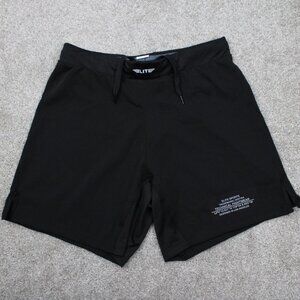 MMA Elite Black Jack  Shorts Mens Medium Black Polyester Drawstring w/ 9" inseam